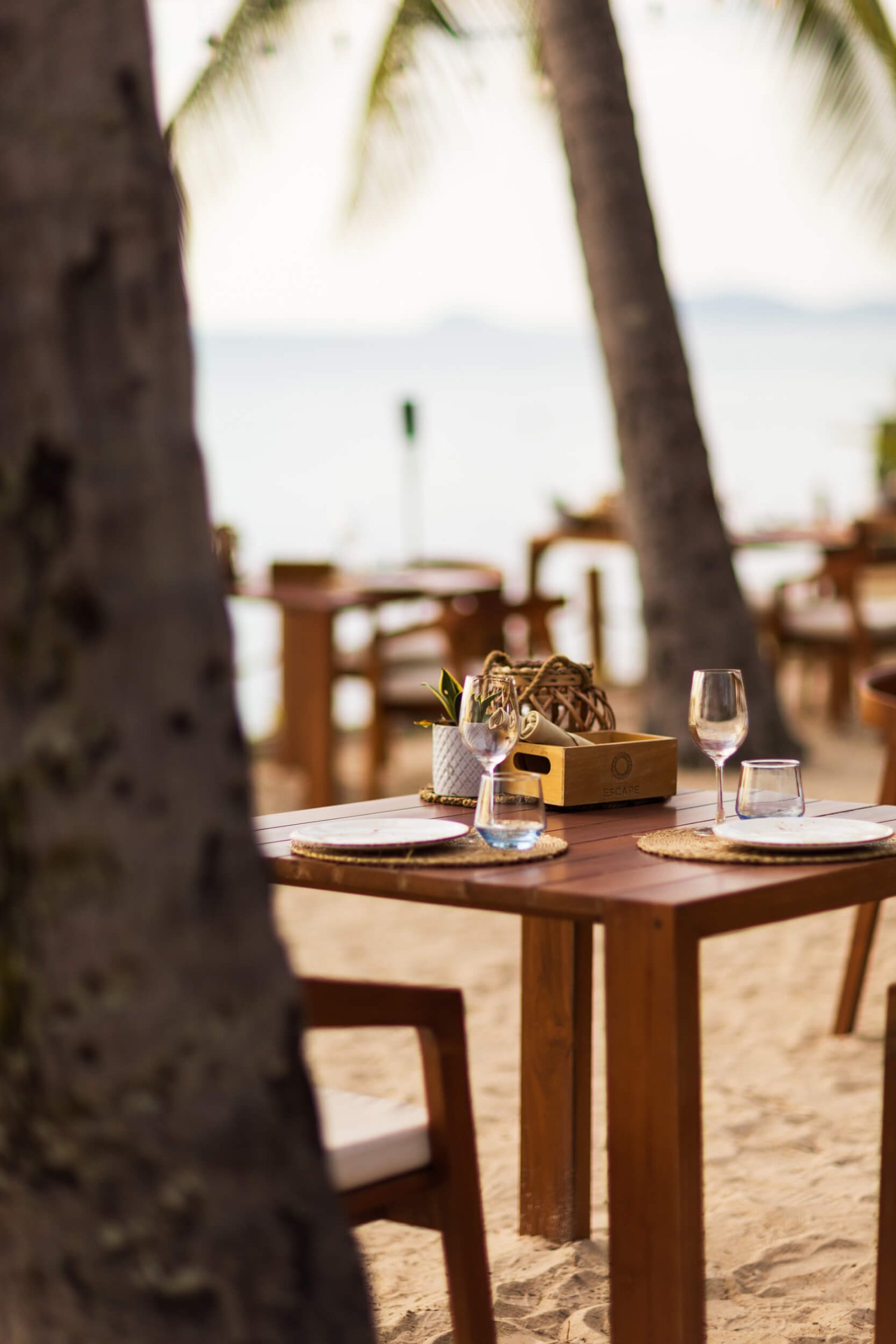 Table setting on the beach