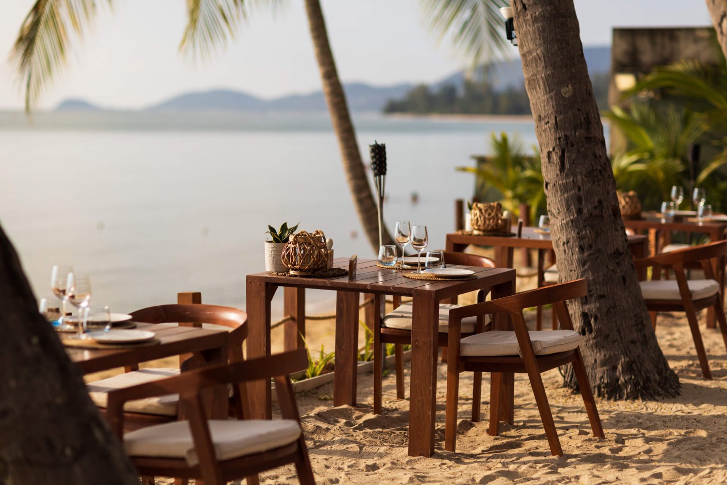 Table setting on the beach