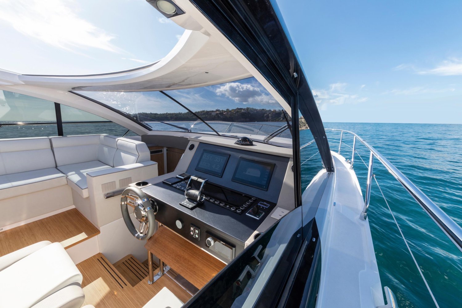 luxury motor yacht cockpit view
