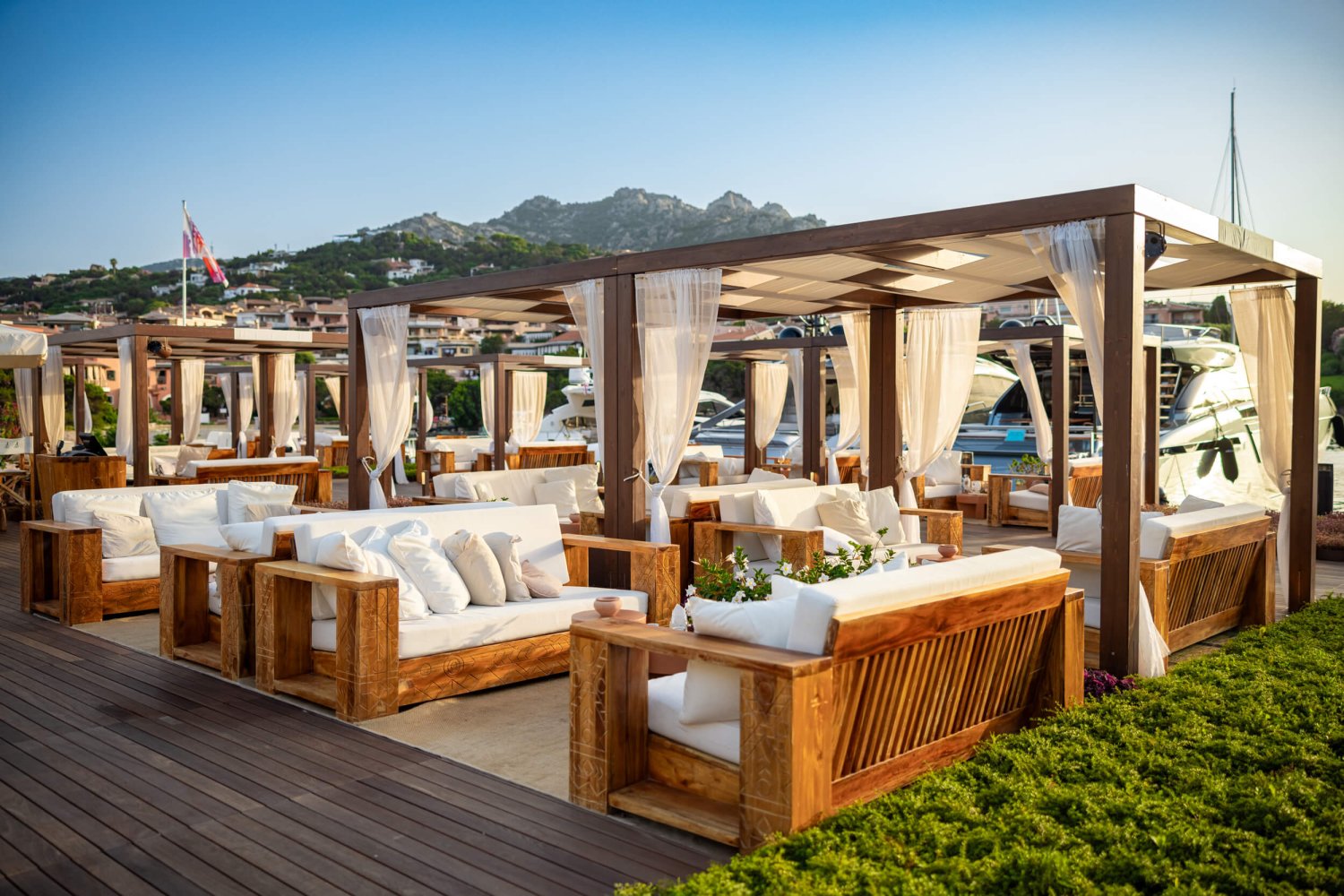 Nikki Beach Porto Cervo Exterior, sofas and shaded seating areas