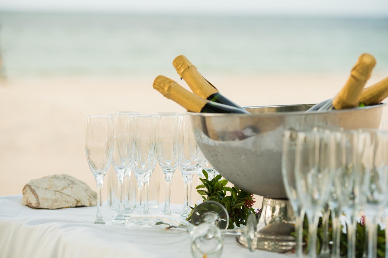 Champagne Table setup at a special event.