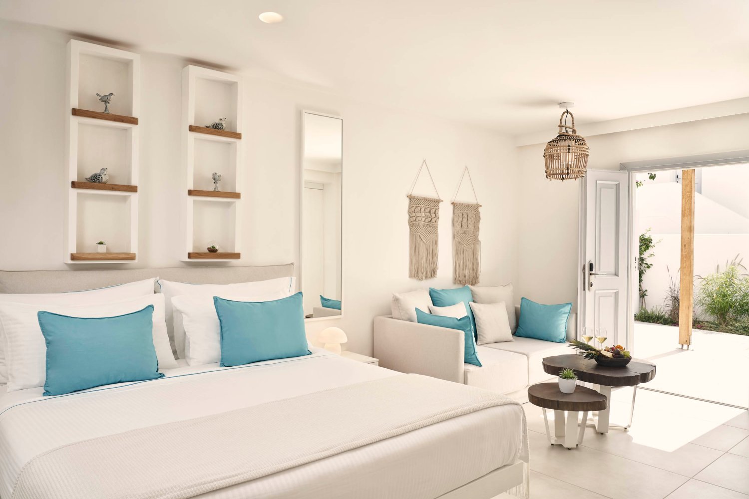Luxury Suite with Private Pool, double bed and sofa area