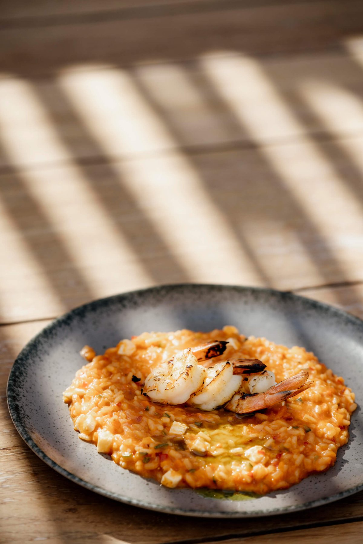 Close up of prawn risotto