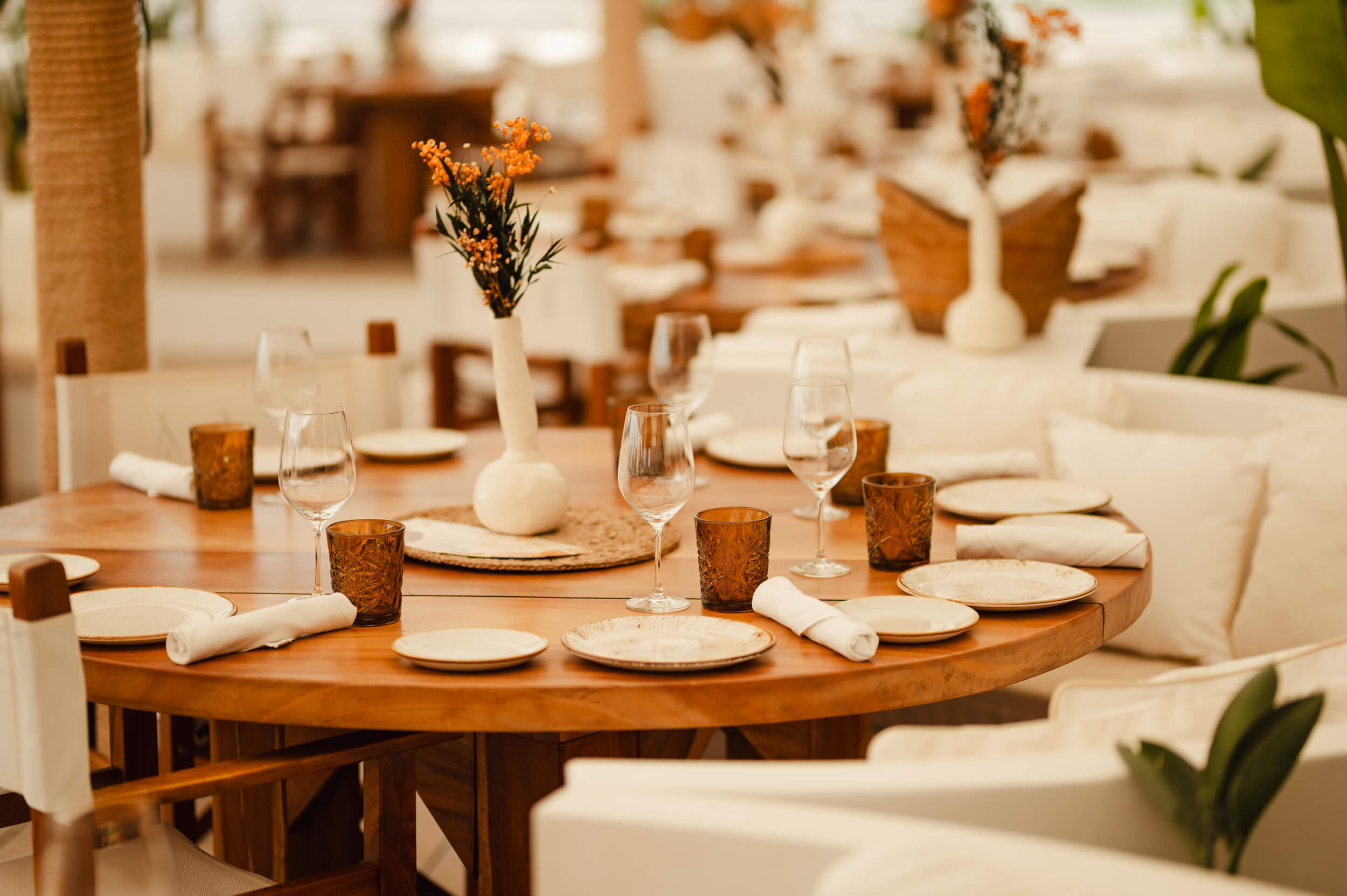 Close up of the table setting at Nikki Beach Mallorca restaurant