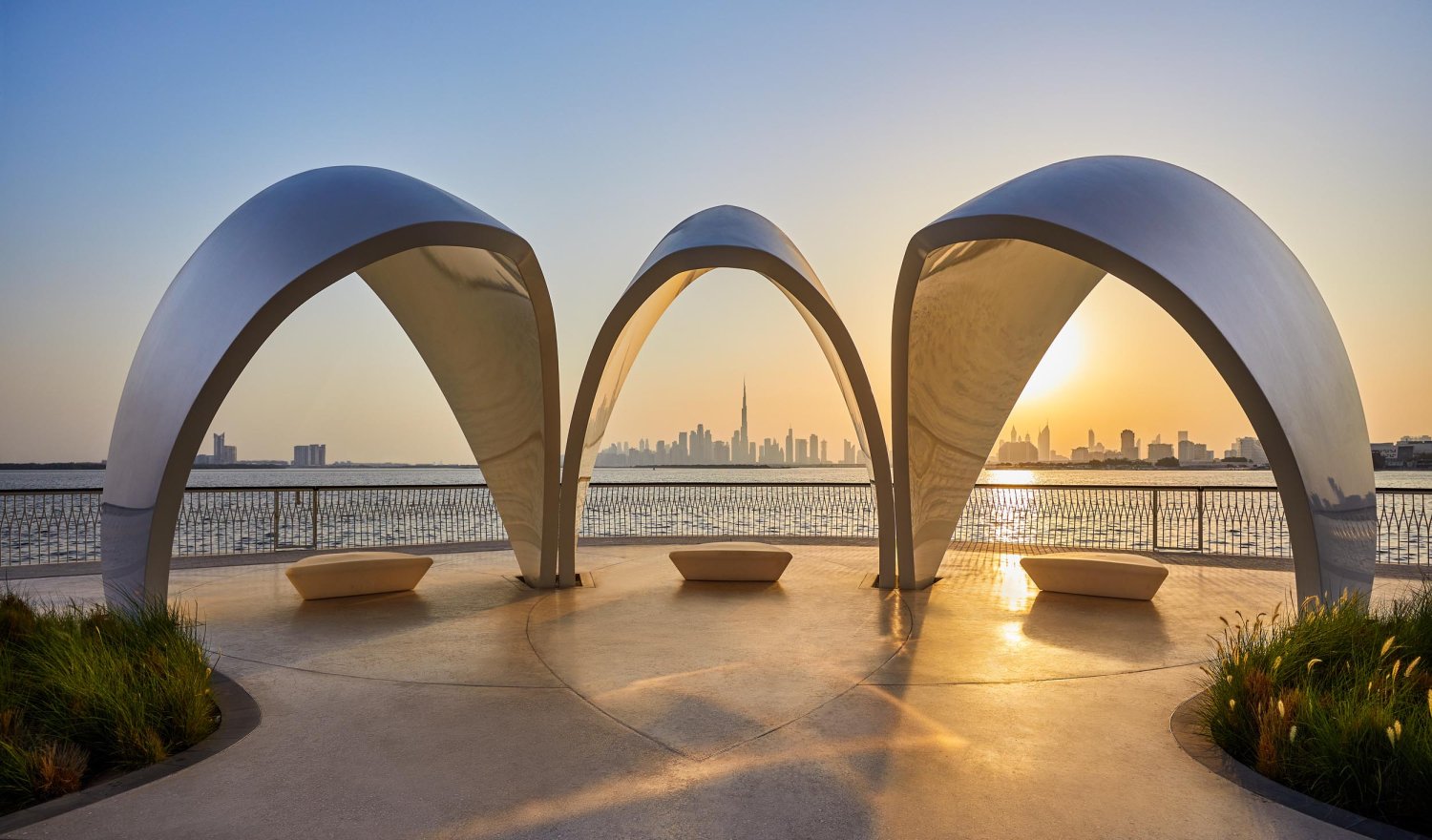 Dubai Creek with city skyline in the background