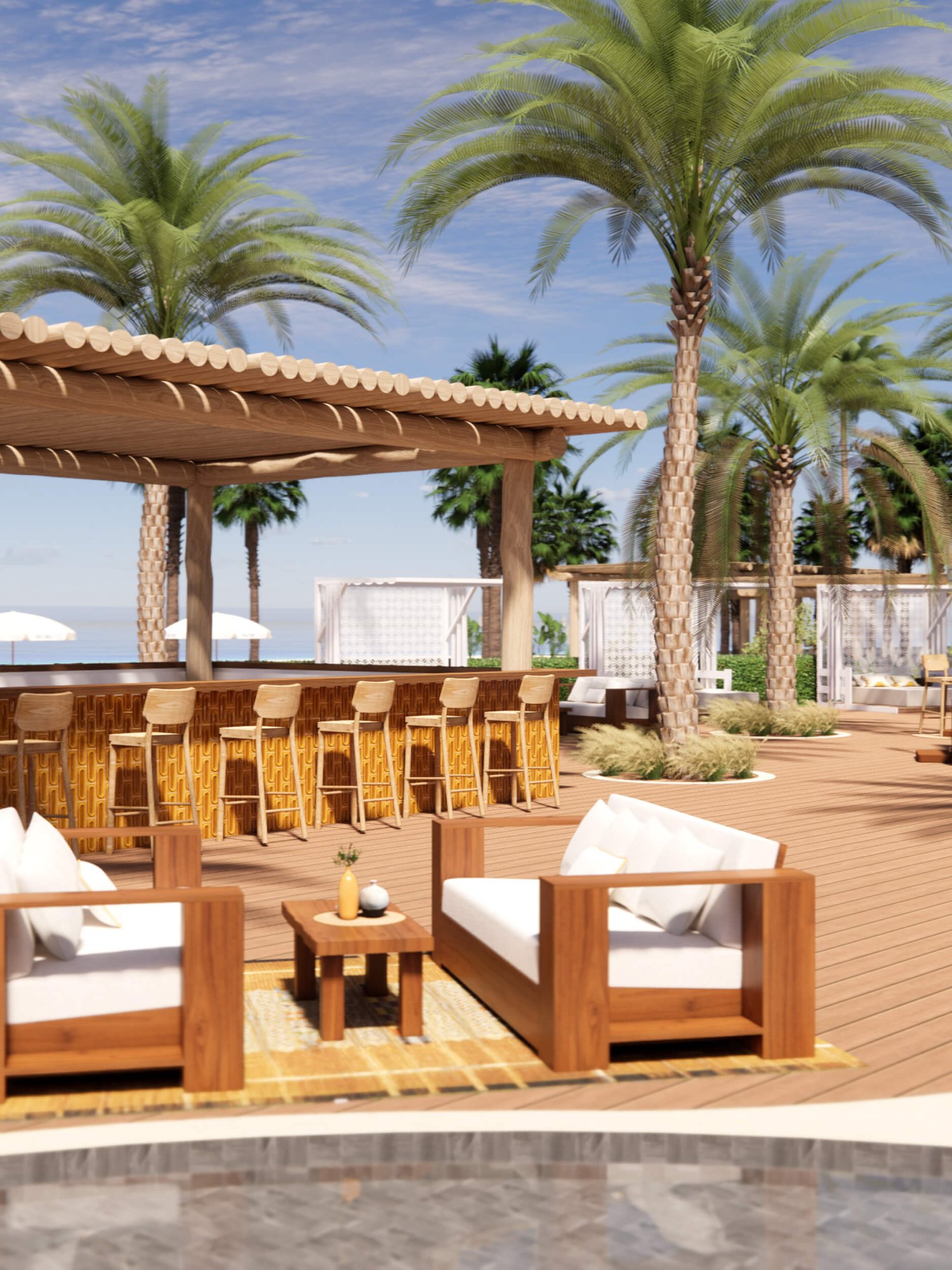 Exterior Render of Enscape Beach Club at Nikki Beach Dubai