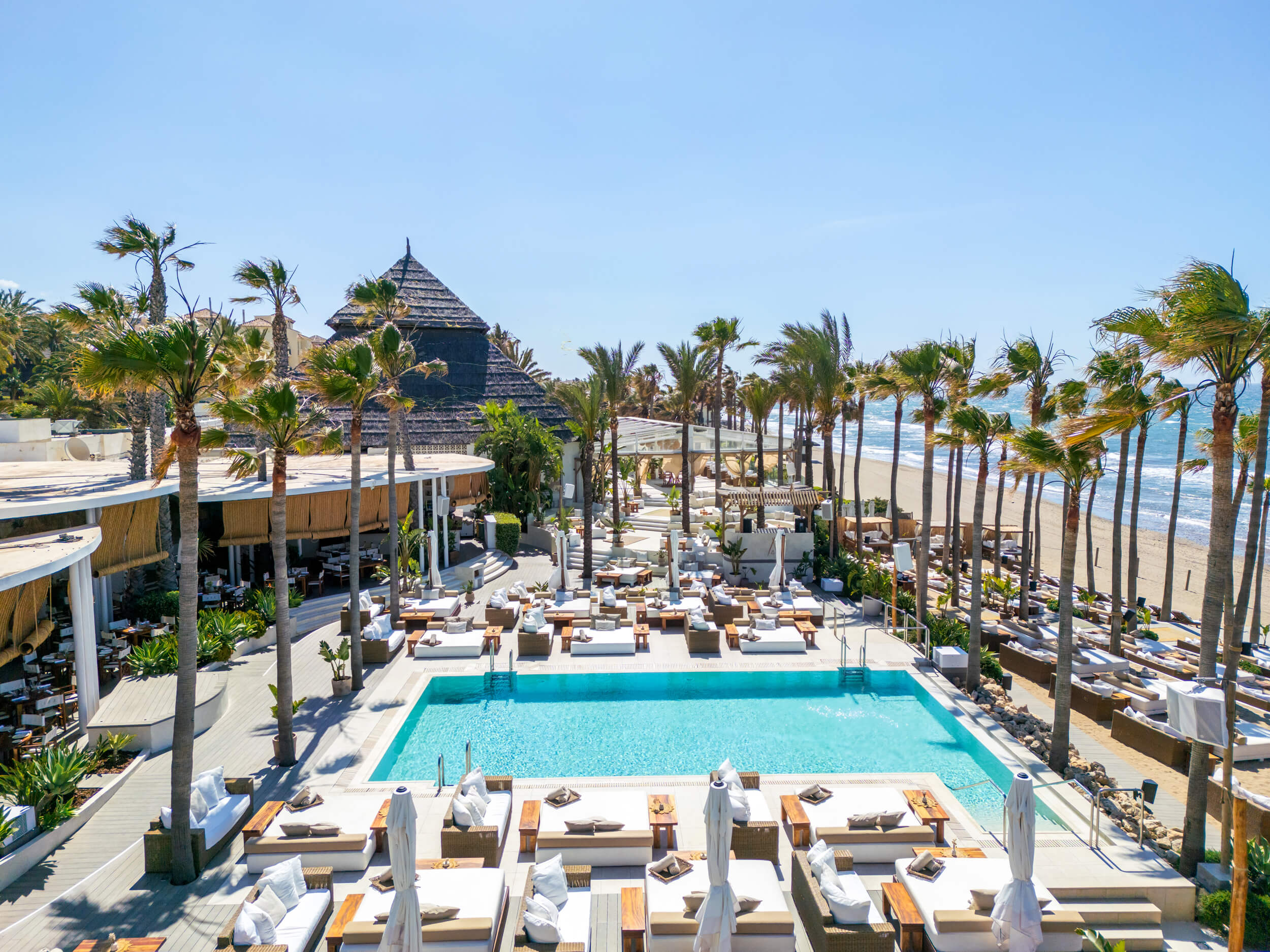 Nikki Beach Marbella Pool and surround sun loungers