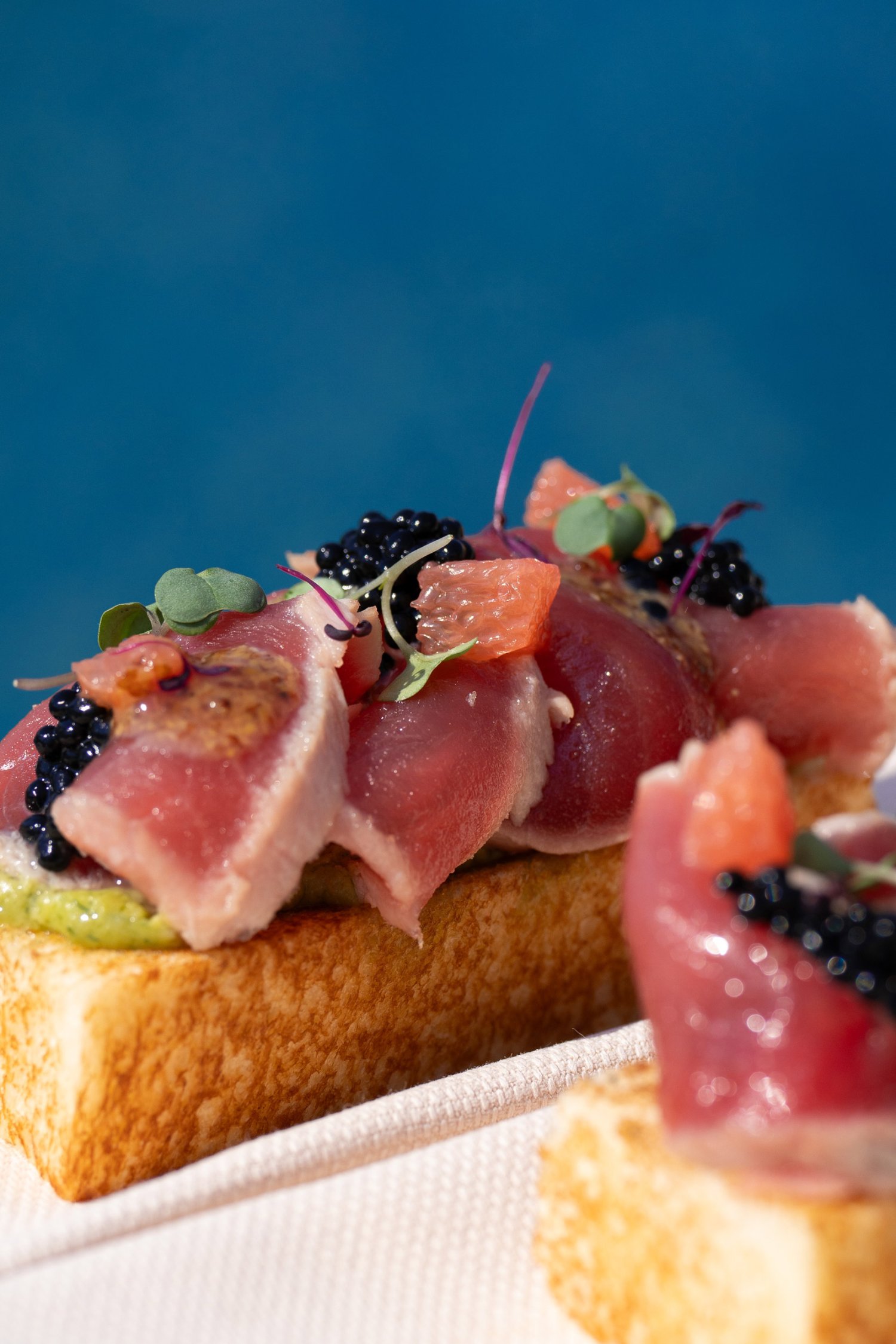 Salmon and caviar on toasted slice