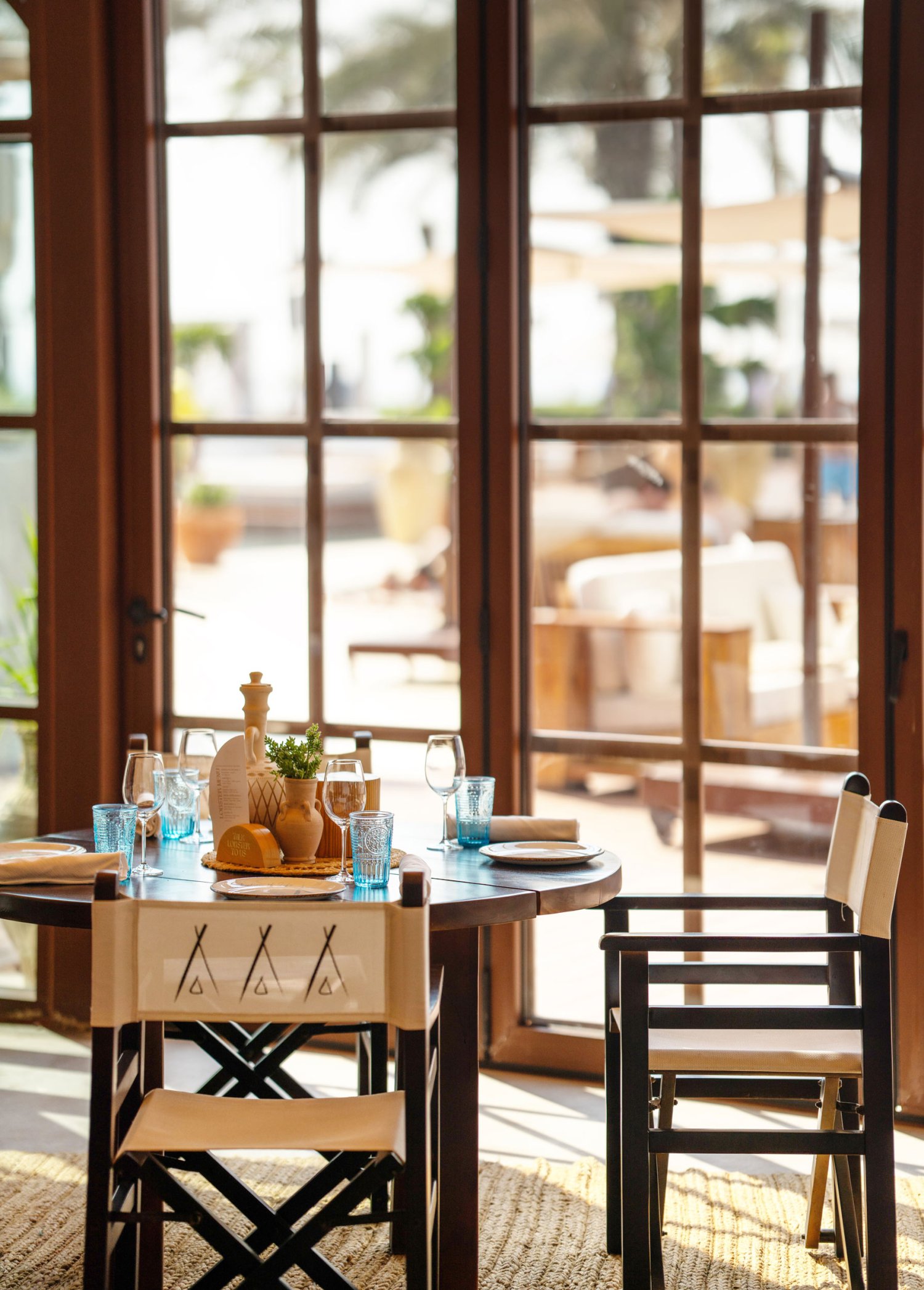 Nikki Beach restaurant dining table and chairs