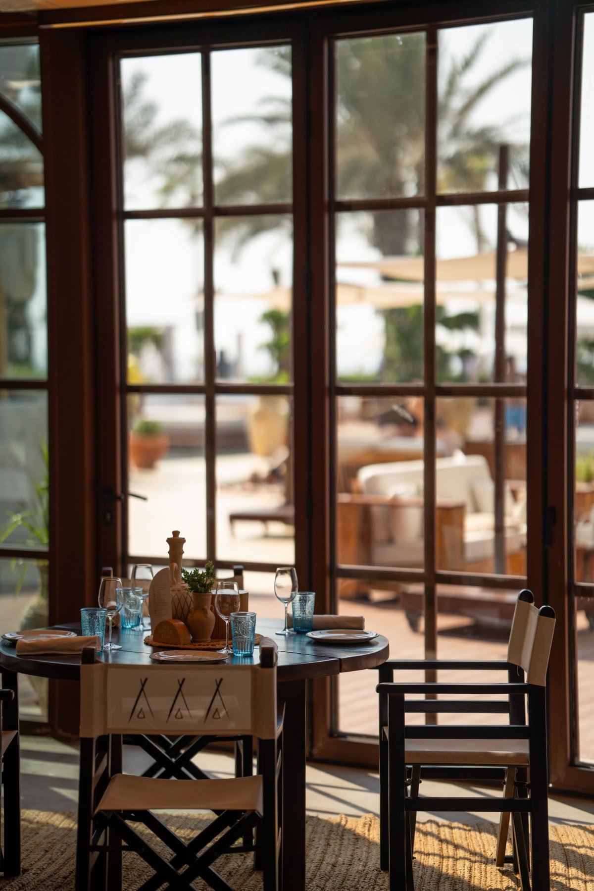 Nikki Beach restaurant dining table and chairs