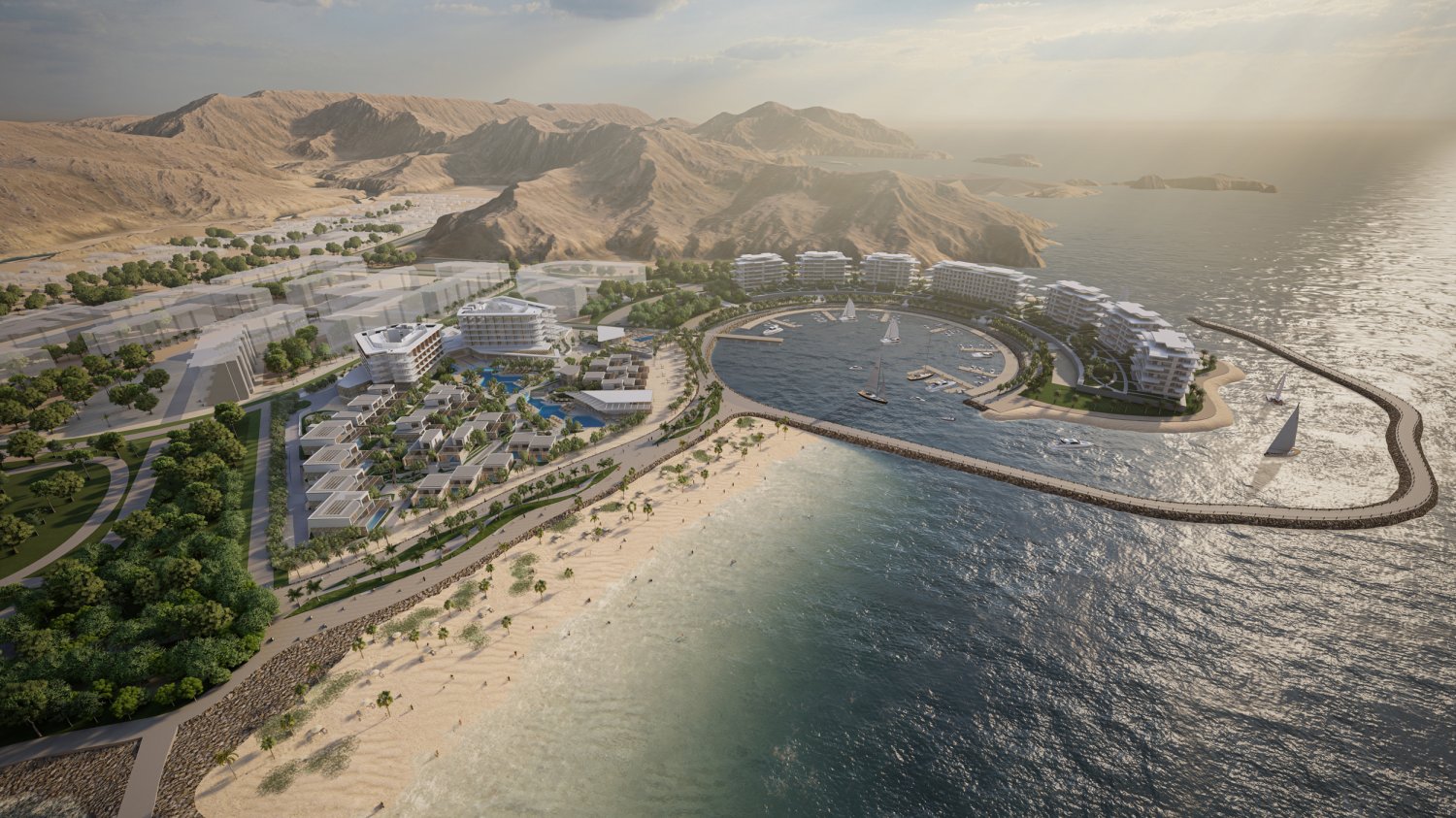 Nikki Beach Muscat Drone Shot shot