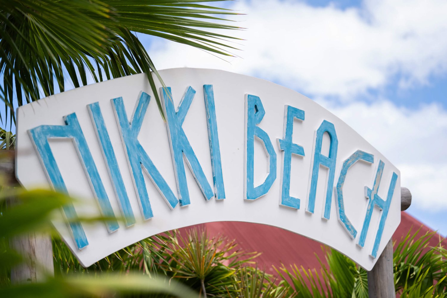 Close up of the Nikki Beach entrance arched logo