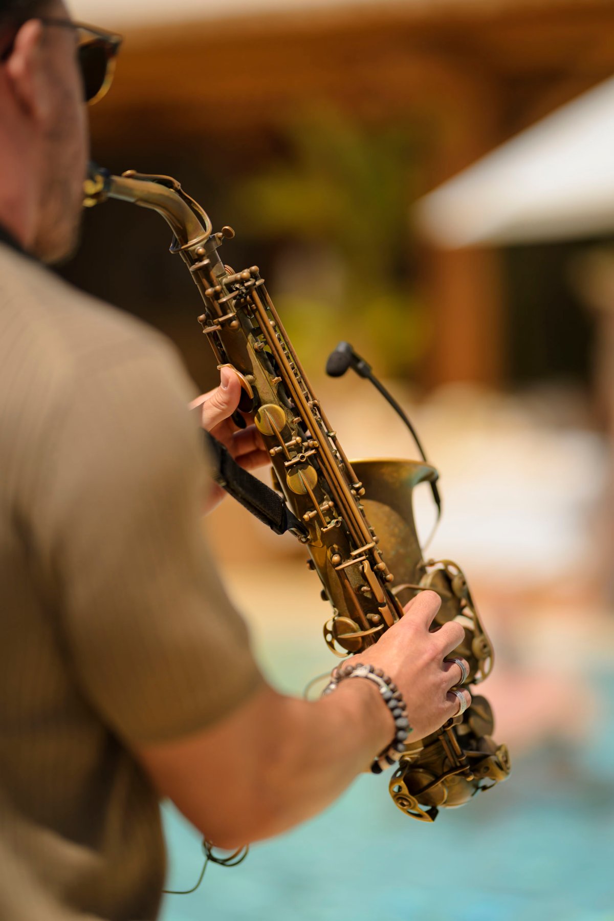 A man playing the saxophone