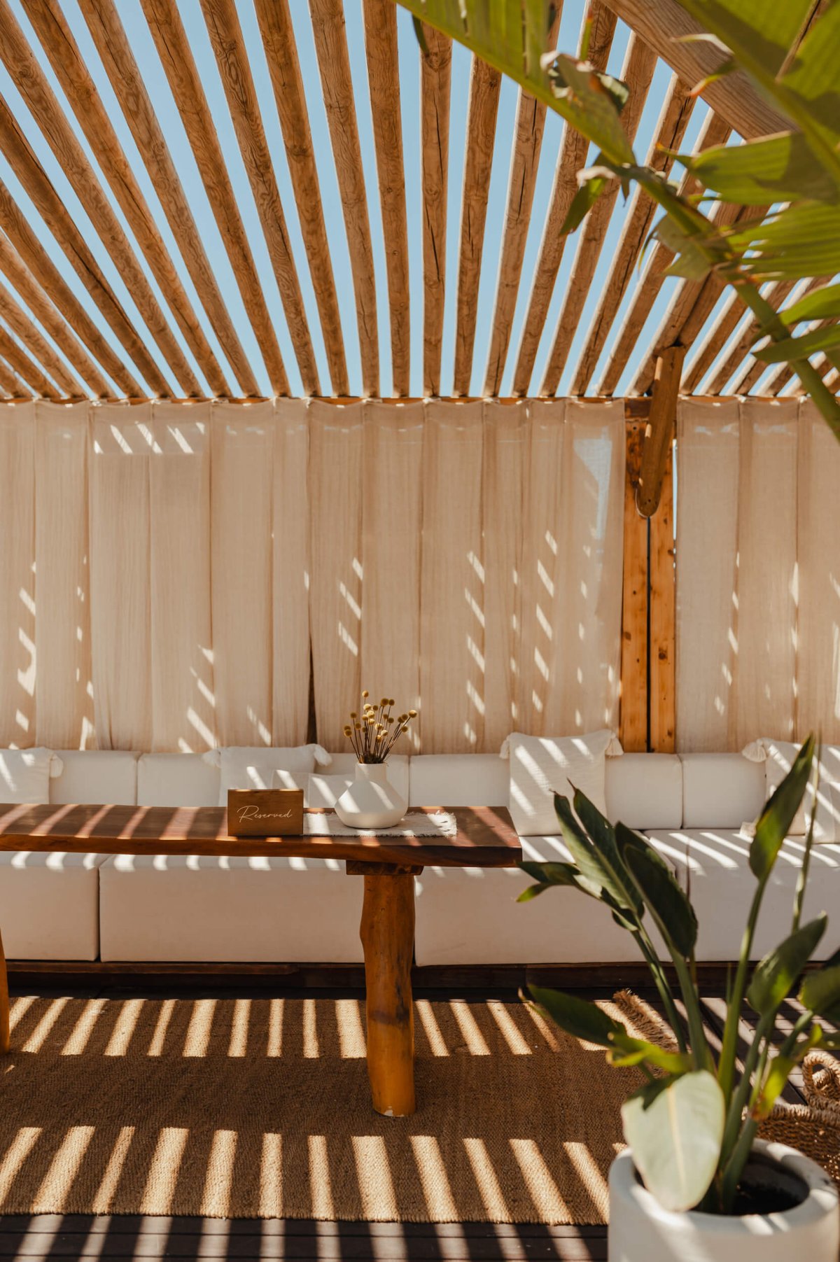 Exterior seating area at Nikki Beach Marbella