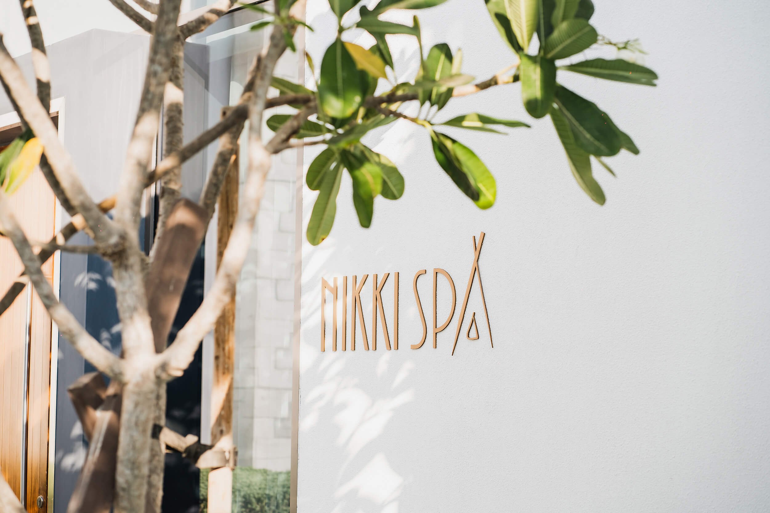 Nikki Spa logo on the building entrance