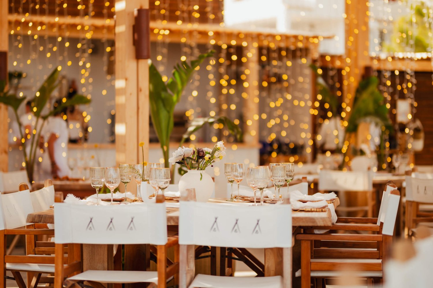 Wedding table setting at Nikki Beach Ibiza