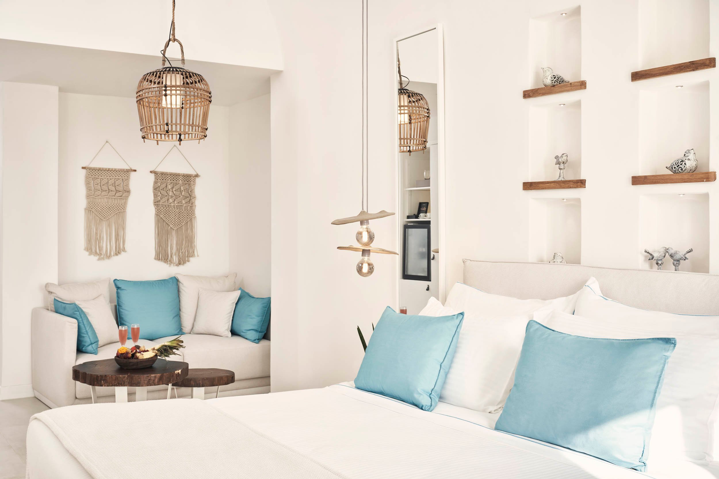 Signature Suite with Private Pool, double bed and sofa area