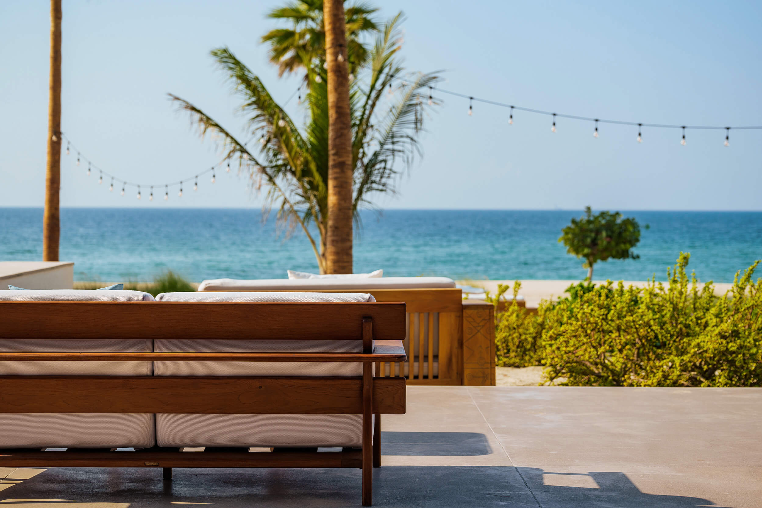 Lounge chairs looking out to the sea