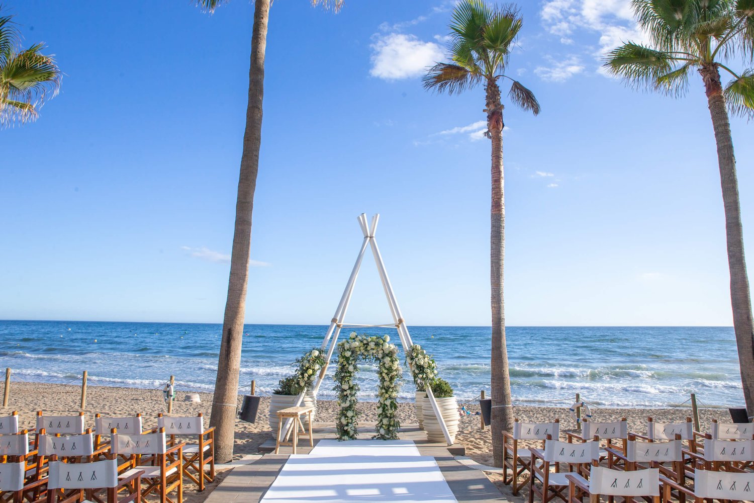 Beach wedding set up of the isle at Nikki Beach Mallorca