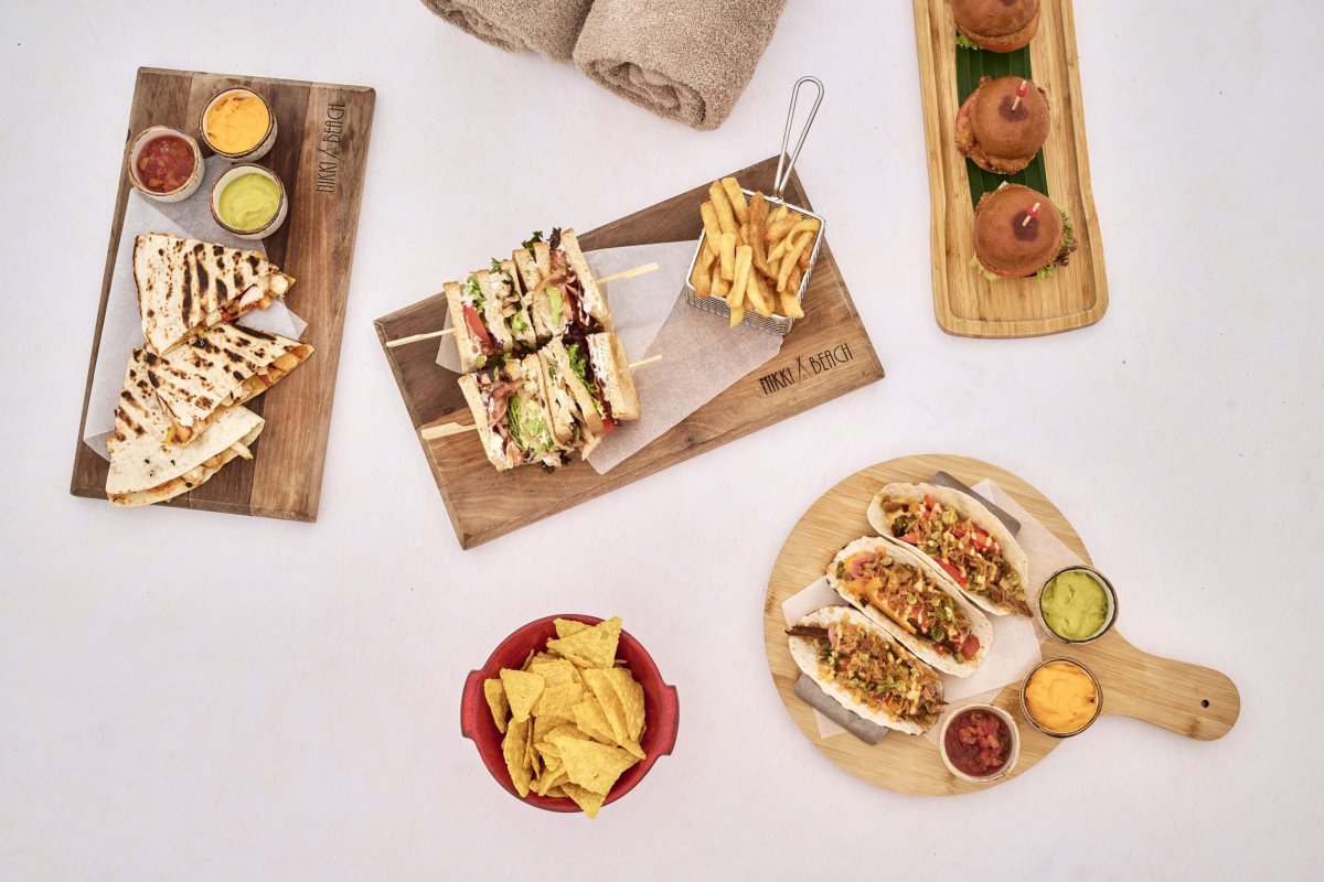 Nikki beach tacos and sandwiches platter