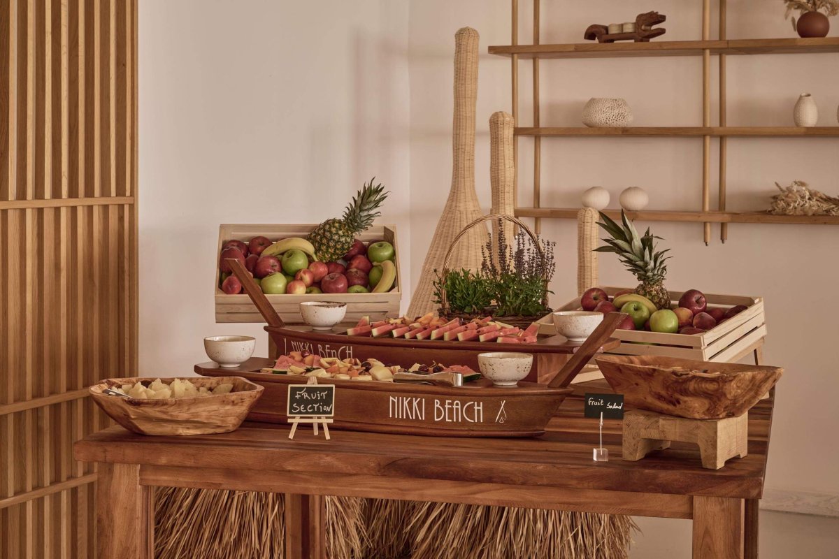 Nikki beach table with fruit platters