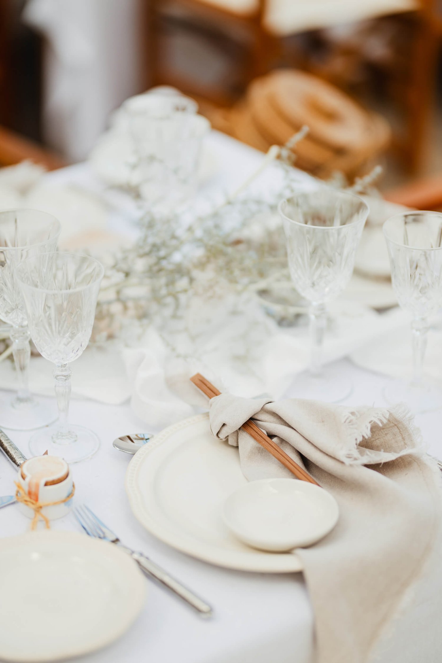 Wedding table setting at Nikki Beach Ibiza