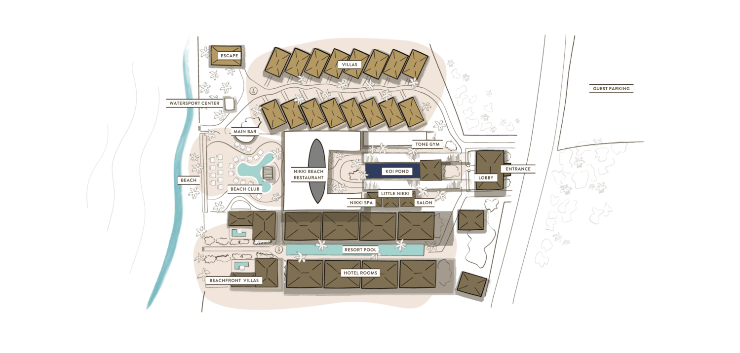 Nikki Beach illustrated map of the premises