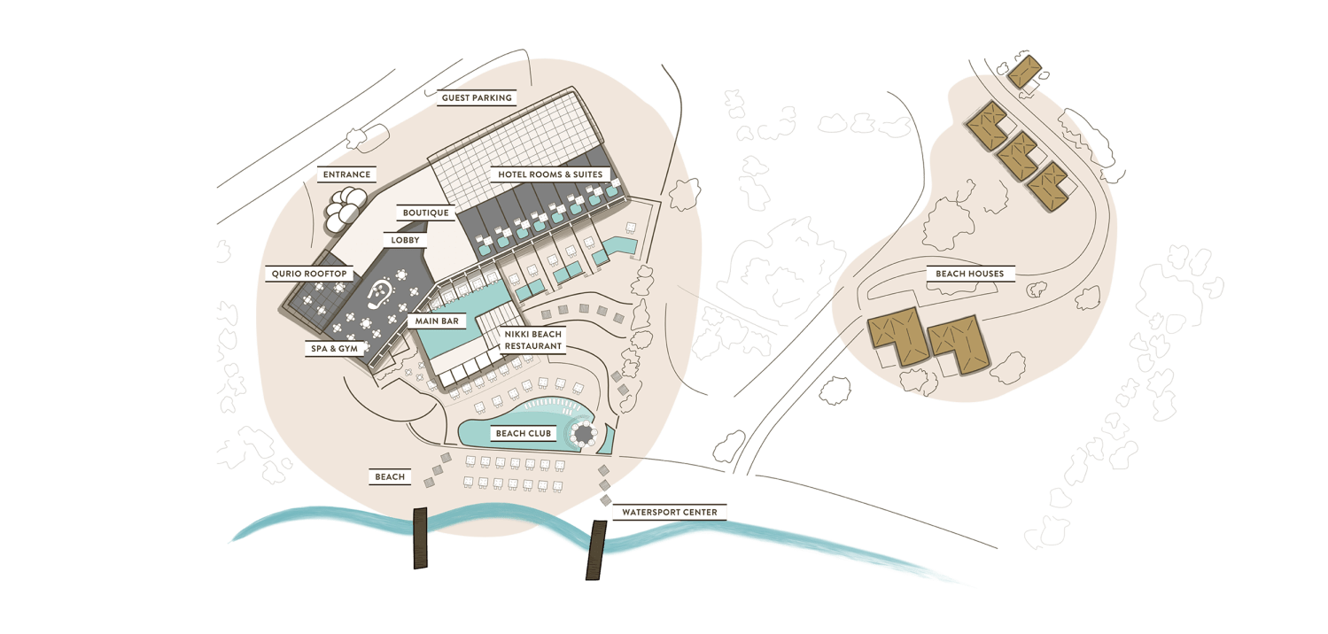 Nikki Beach illustrated map of the premises